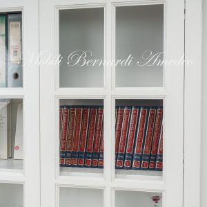 Libreria vetrina in legno massello 2 ante con inglesina finitura laccata colore bianco